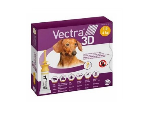 Вектра 3D краплі на холку для собак 1,5-4 кг спот-он 0,8 мл №3 Ceva