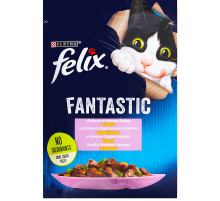 Вологий корм для котів та кішок  Felix Fantastic з фореллю та зеленими бобами в желе павуч 85 г