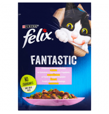 Корм для котов Felix Fantastic с форелью и зелеными бобами в желе  85 г Purina