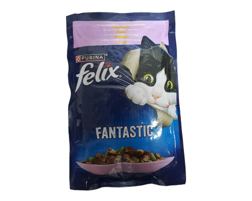 Вологий корм для котів та кішок  Felix Fantastic з фореллю та зеленими бобами в желе павуч 85 г