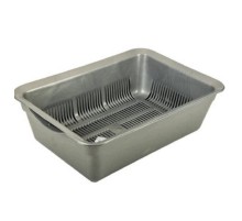 Туалет для котов и кошек глубокий с сеткой 40*28*12 см серый Фауна
