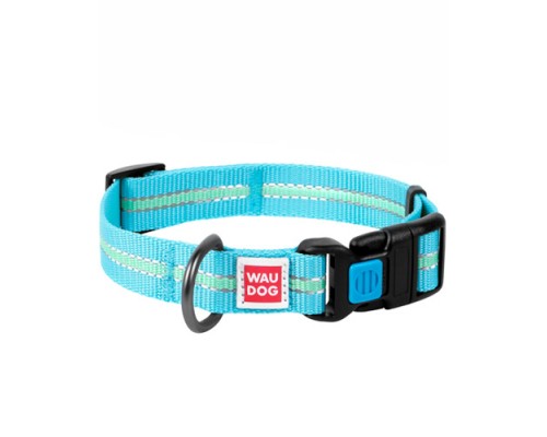 Ошейник WAUDOG Nylon светонакопительный голубой 25 мм х 35-58 см COLLAR 45652