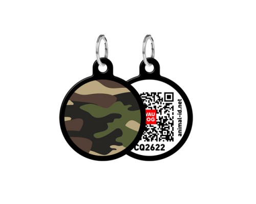 Адресник WAUDOG Smart ID с QR-паспортом Камо круг диаметр 25 мм черный 0625-0102-01