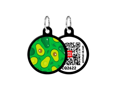Адресник WAUDOG Smart ID с QR-паспортом Авокадо круг диаметр 25 мм черный 0625-0048-01