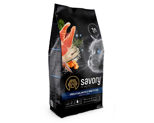 Сухий корм для дорослих котів Gourmand Fresh Salmon & White Fish зі свіжим лососем і білою рибою 2 кг Savory