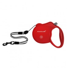 Рулетка Collar control 12 кг 5 м зі світловідбиваючої стрічкою трос червона 81103