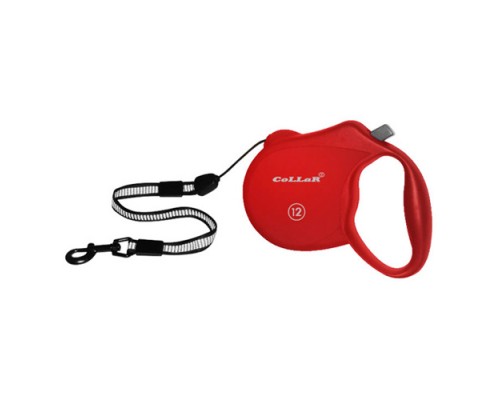 Рулетка Collar control 12 кг 5 м зі світловідбиваючої стрічкою трос червона 81103