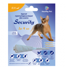 Капли для котов до 4 кг Security 0,5 мл от внешних и внутренних паразитов №1 Healthy Pet