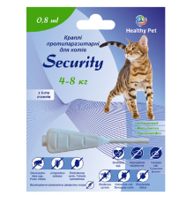 Капли для котов 4-8 кг Security 0,8 мл от внешних и внутренних паразитов №1 Healthy Pet
