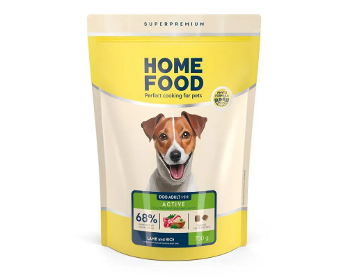 Корм для собак DOG ADULT MINI для активных собак и юниоров Ягненок с рисом 700 г  Home Food
