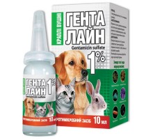 Капли ушные для собак и котов Генталайн 1% лечение заболеваний и инфицированных ран ушей 10 мл O.L.KAR