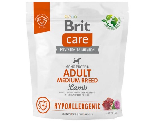 Корм д/соб Брит средних пород Гиппоалергенный Adult Medium Breed - Сухой монопротеиновый гипоаллергенный Ягненок 1кг /172214
