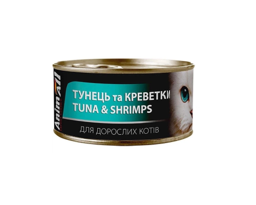 Корм для котів ANIMALL Тунець та креветки в ніжному желе для котів 85г
