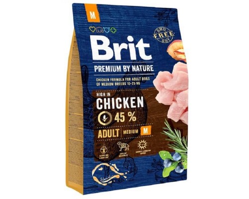 Сухий корм для собак Бріт Brit Premium Dog Adult M курка 3 кг