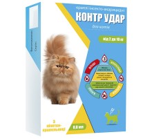Капли на холку дял котов 2-10 кг Контр Удар 0,8 мл профилактика и лечение при поражении эктопаразитами №3 Круг