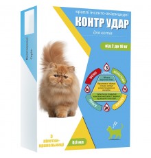 Капли на холку дял котов 2-10 кг Контр Удар 0,8 мл профилактика и лечение при поражении эктопаразитами №3 Круг