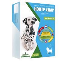 Капли на холку для собак 10-20 кг Контр Удар 1,5 мл профилактика и лечение при поражении эктопаразитами №3 Круг