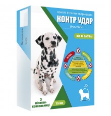 Капли на холку для собак 10-20 кг Контр Удар 1,5 мл профилактика и лечение при поражении эктопаразитами №3 Круг