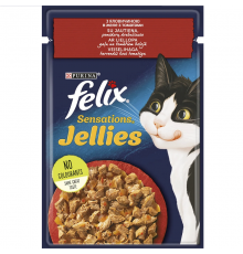 Корм для котов Felix Sensations Jellies с говядиной и томатами в желе 85 г Purina