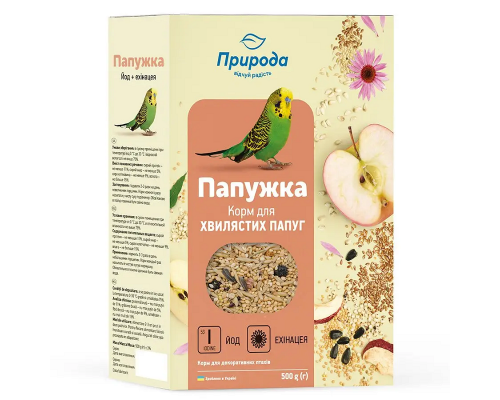 Корм для хвилястих папуг Папужка Йод + ехінацея 500 г ПРИРОДА  PR241084
