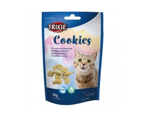 Ласощі для котів печиво для котів TRIXIE Cookies з лососем + котяча м'ятой 50g Тикси TX-42743