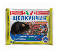 Зерновая приманка красно-зеленая Щелкунчик Микс от крыс и мышей с ароматом арахиса и сыра 500 г АгроМаг