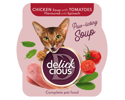 Корм д/кот Деликшес Delickcious суп курка з томатом та шпинатом 80г