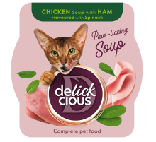 Корм д/кот Деликшес Delickcious суп курка з шинкою та шпинатом 80г 