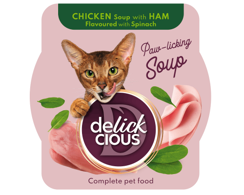 Корм д/кот Деликшес Delickcious суп курка з шинкою та шпинатом 80г 