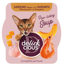 Корм д/кот Деликшес Delickcious суп сардини з креветкою та гарбузом 80г