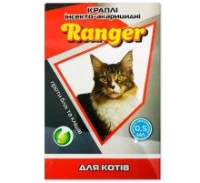 Капли на холку для кошек Ranger от блох и клещей №4*0,5 мл ХФА