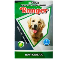 Капли на холку для собак Ranger от блох и клещей №4*1 мл ХФА