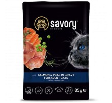 Корм для котів SAVORY з лососем та горошкомв соусі 85 г Savory 