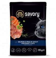 Корм для котов Adult Cat Pouch лосось с горошком в соусе 85 г Savory