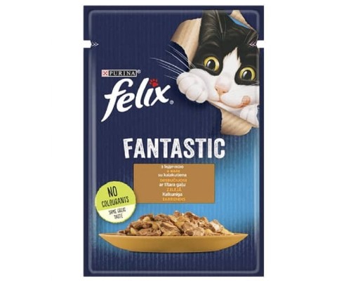 Корм для кошек Felix Fantastic с индейкой в желе 85 г Purina