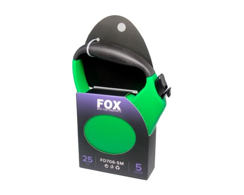 Поводок-рулетка FD706-3M зелена стрічка 5м * 25 кг FOX FD706-5M Green