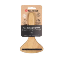 Расческа-грабли Flamingo Bamboo для вычесывания подшерстка для собак, 17х10 см
