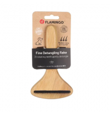 Расческа-грабли Flamingo Bamboo для вычесывания подшерстка для собак, 17х10 см