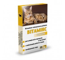 Таблетки для кошек Вітамикс Таурин витаминно-минеральная добавка с таурином  №100 Круг