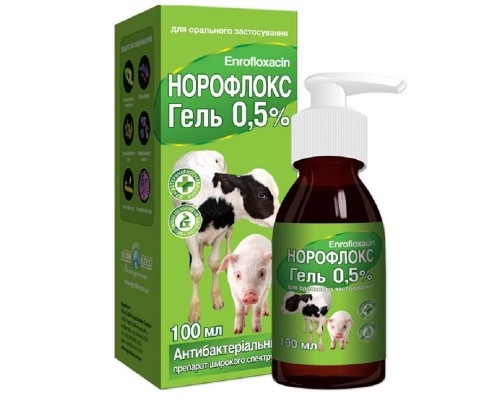 Гель Норофлокс 0,5 % антимикробное средство для животных 100 мл  O.L.KAR
