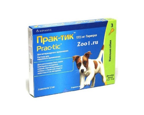 Капли от блох и клещей Прак-тик для собак 4,5-11 кг №1*1,1 мл Novartis