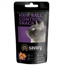 Ласощі для котів подушечки для виведення вовни зі шлунка Snack Hair-ball Control 60 г Сейворі Savory