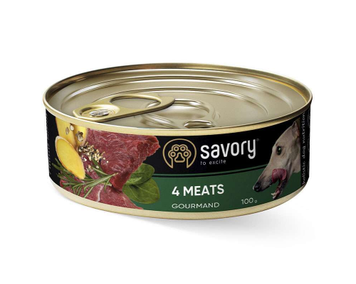 Корм для собак влажный Сейвори SAVORY с четырьмя видами мяса 100 г