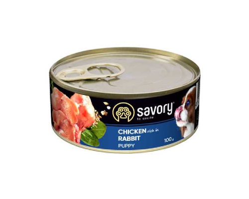 Корм для цуценят вологий Сейвори SAVORY з кроликом 100 г