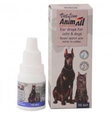 Капли ушные для собак и кошек VetLine для ухода за ушами животных 10 мл AnimAll