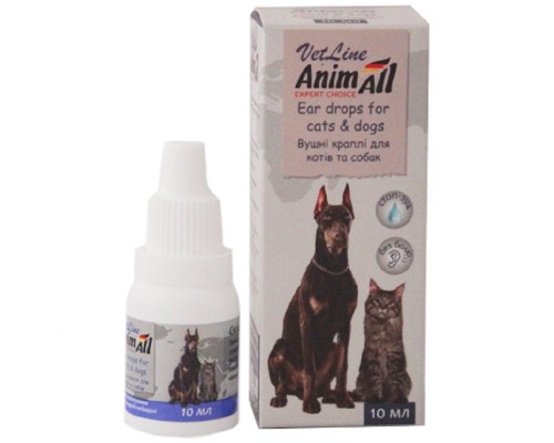 Краплі вушні для собак та кішок 10 мл AnimAll VetLine