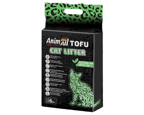 Наполнитель для кошачьих туалетов соевый Tofu Green Tea с ароматом зеленого чая 2,6 кг 6 л AnimAll