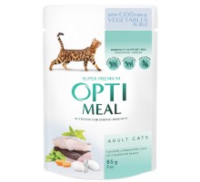 Корм для котов Cod Fish and Vegetable с треской и овощами в желе 85 г Optimeal