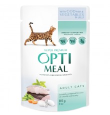Корм для котов Cod Fish and Vegetable с треской и овощами в желе 85 г Optimeal