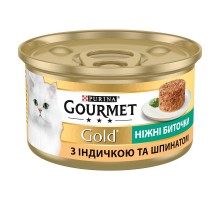 Корм для котов Gourmet Gold нежные биточки с индейкой и шпинатом 85 г Purina